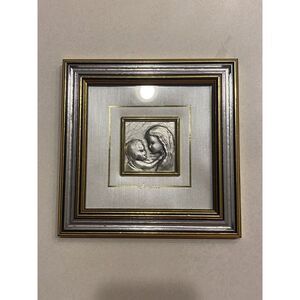925 Madonna Child Silver Art Italy Holy Family‎ Framed Catholic Blessed Mother